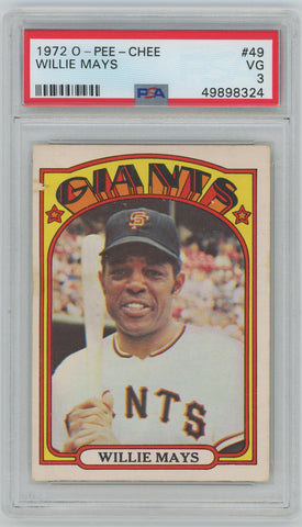 1972 O-Pee-Cheese Willie Mays #49 VG Baseball Card. PSA 3 Image 1