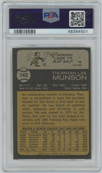 1973 Topps Thurman Munson #142 Baseball Card. PSA NM-MT 8 Image 2