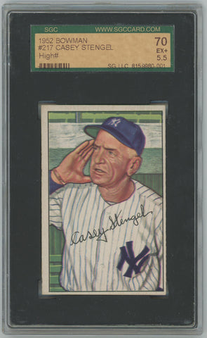 Casey Stengel 1952 Bowman High# Card. SGC 5.5 Image 1