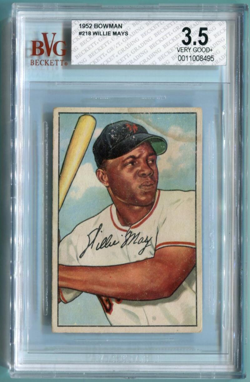 1952 Bowman Willie Mays #218 Card. Beckett 3.5 Image 1