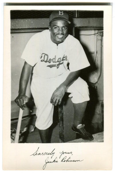 Jackie Robinson 1950-56 JJK Copyart Blank Back Real Photo Postcard Image 1