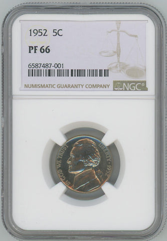 1952 Proof Jefferson Nickel. NGC PF66 Image 1