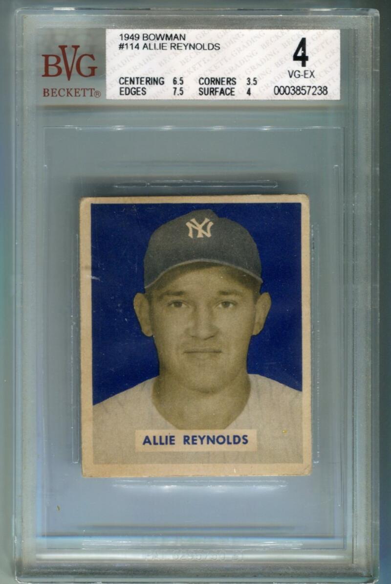 1949 Bowman Allie Reynolds #114. Beckett 4 Image 1