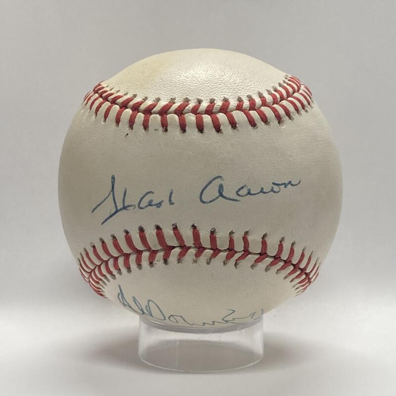 Hank Aaron and Al Downing Multi Signed Inscribed "I Pitched #715" Baseball. PSA Image 1