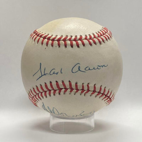 Hank Aaron and Al Downing Multi Signed Inscribed "I Pitched #715" Baseball. PSA Image 1