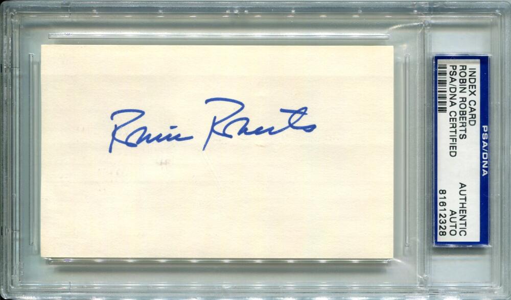 Robin Roberts Signed Cut Card. Auto PSA 81612328 CS Image 1