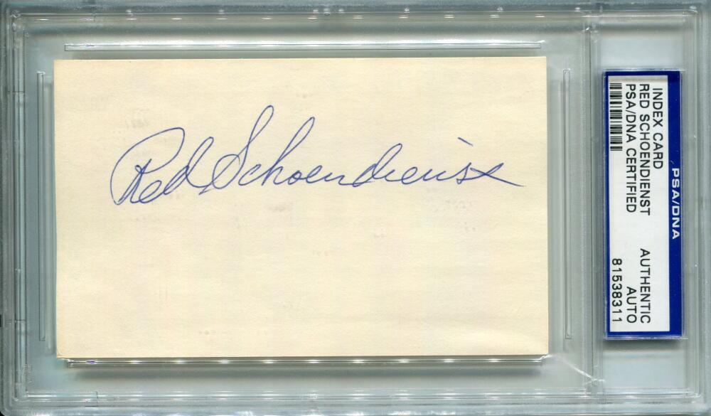 Red Schoendienst Signed Cut Card. Auto PSA CS Image 1