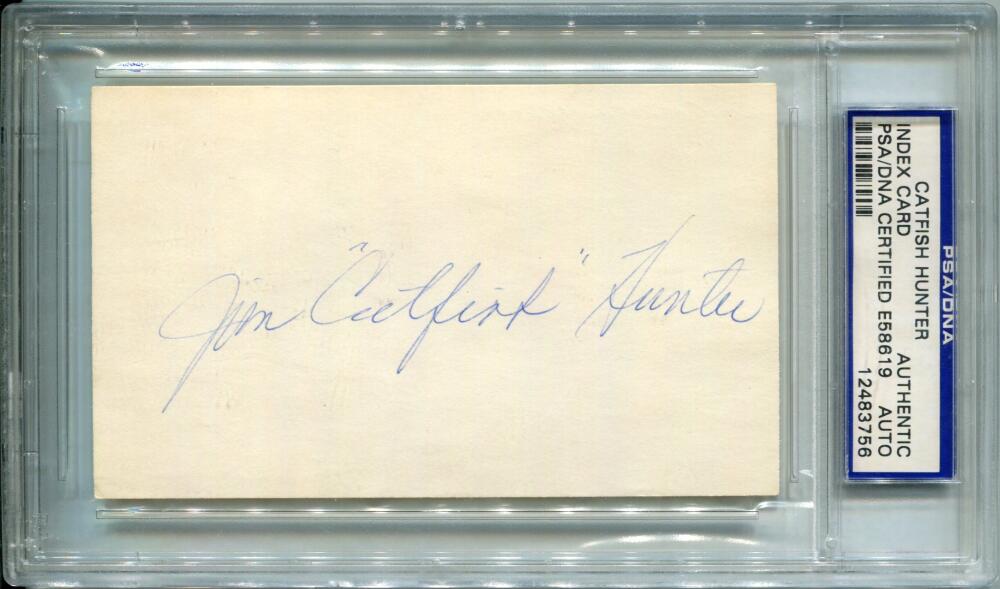 Jim "Catfish" Hunter Signed Cut Card. Auto PSA CS Image 1