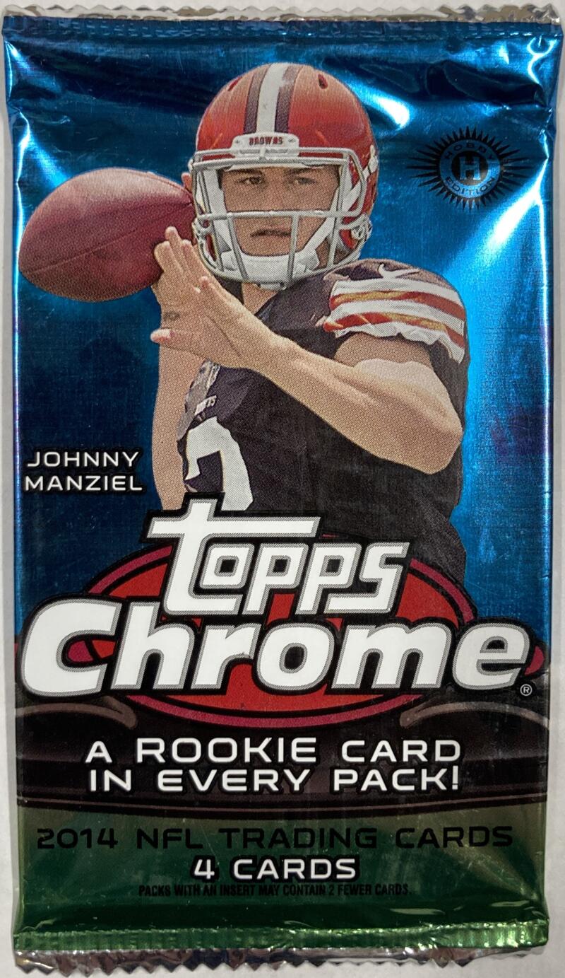 2014 Topps Chrome Football 4 Card Sealed/Unopened Hobby Pack Image 1