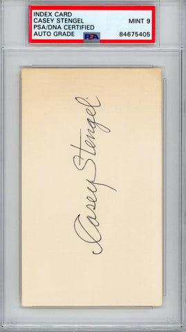 Casey Stengel Signed Index Card. PSA/DNA. Mint 9   Image 1