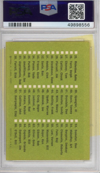 1963 Fleer Checklist 1 - 66. PSA Certified.  EX - MT 6 Image 2