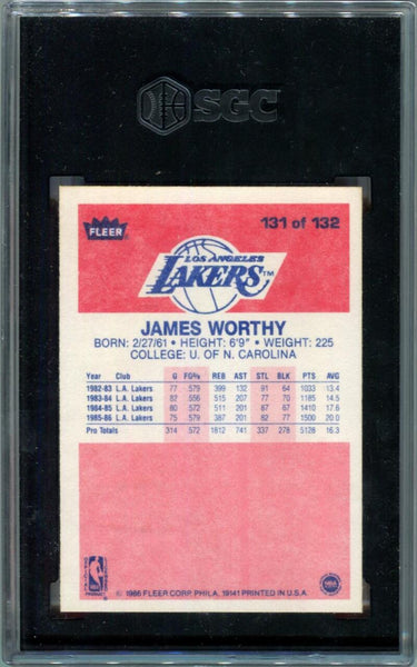 James Worthy 1986 Fleer Rookie #131. SGC 9 Mint  Image 2