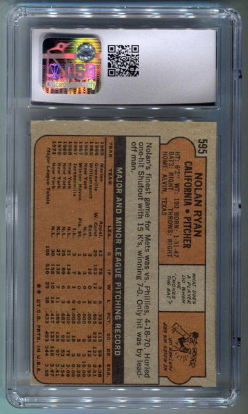 Nolan Ryan 1972 Topps #595 Card. CSG 3 Image 2