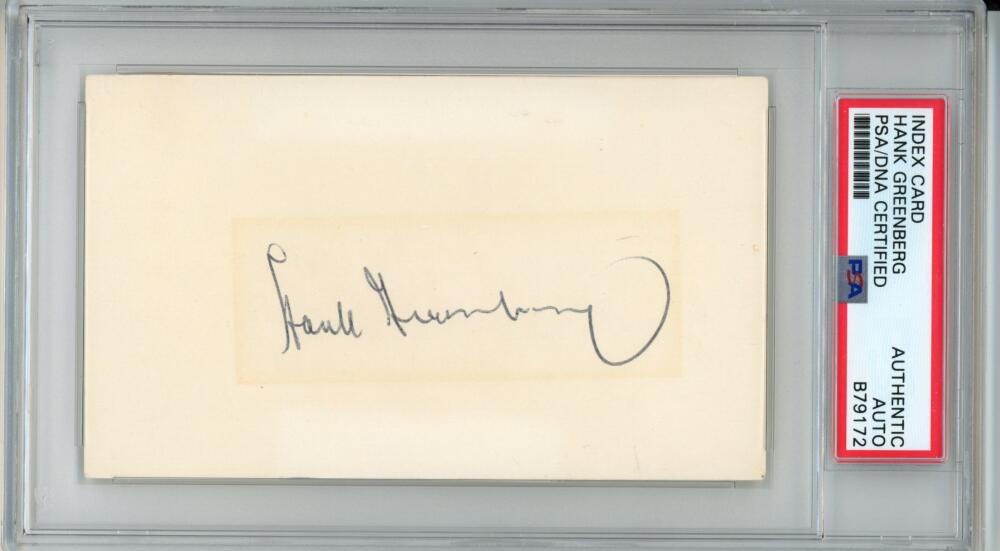 Hank Greenberg Signed Index Card. Auto PSA Image 1