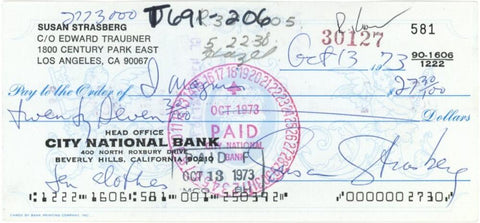 Susan Strasberg Signed Check. JSA Image 1