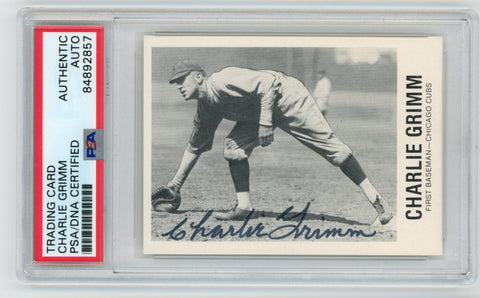 1980 TCMA Charlie Grimm Large Hand Signed Autograph #115. Auto PSA JM Image 1