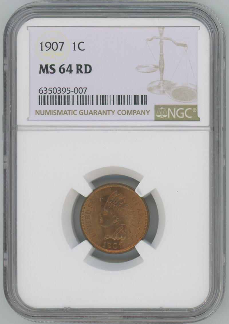 1907 Indian Cent, NGC MS64 RED Image 1