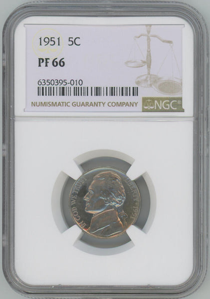 1951 Proof Jefferson Nickel. NGC PF66 Image 1