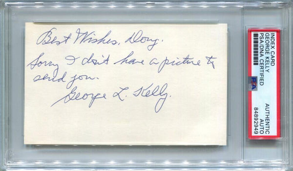 George Kelly Signed Index Card. PSA Authentic.(jm) Image 1