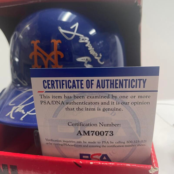 1969 Mets Outfield Signed Mini Helmet. Tommy Agee, Cleon Jones, Ron Swoboda. Auto PSA Image 4