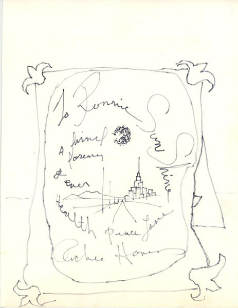 Richie Havens Signed Drawing Inscribed "Health, Peace, Love". Auto JSA Image 1