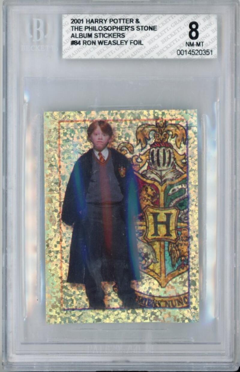 2001 Harry Potter & The Philosopher's Stone Ron Weasley Foil Album Sticker #84. Beckett 8 Image 1