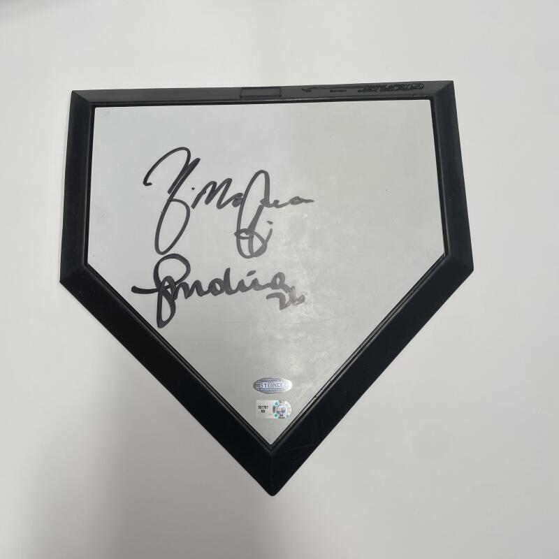 Yadier and Jose Molina Dual Signed Home Plate. Auto MLB + Steiner Image 1