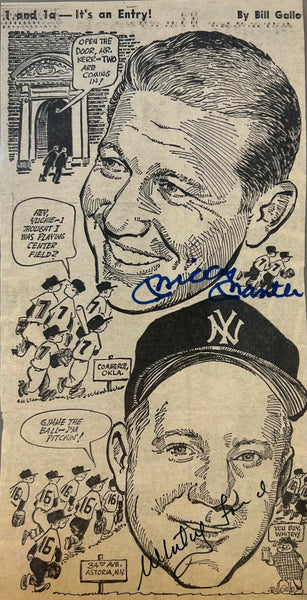 Mickey Mantle & Whitey Ford Newspaper Cut, Bill Gallo Artwork. Auto PSA Image 2