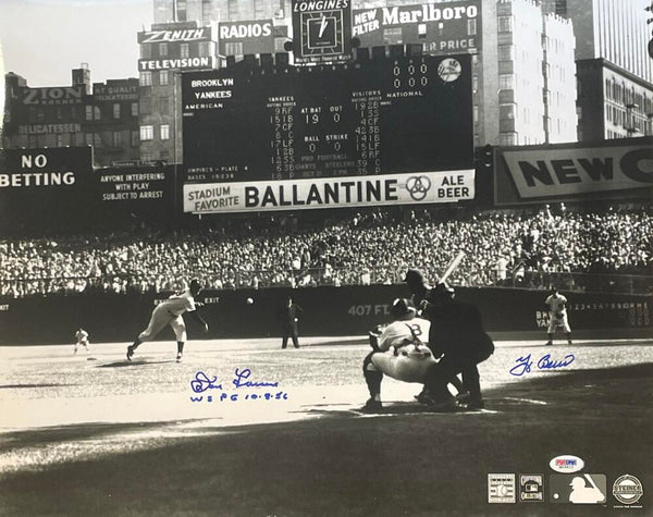 Don Larson and Yogi Berra Signed WS Perfect Game Photograph. Auto PSA Image 1