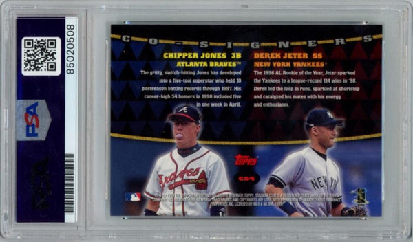 1999 Topps Derek Jeter & Chipper Jones Signed Stadium Club Co-Signers C54. Auto PSA Gem Mint 10 Image 2