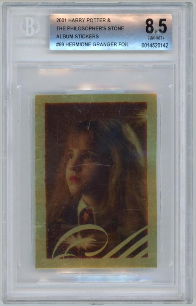 2001 Harry Potter Film Album Stickers Hermione Granger #69 Foil. BGS 8.5 Image 1