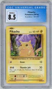 2016 Pokemon Pickachu Evolutions 35/108. CGC NM/Mint+ 8.5 Image 1