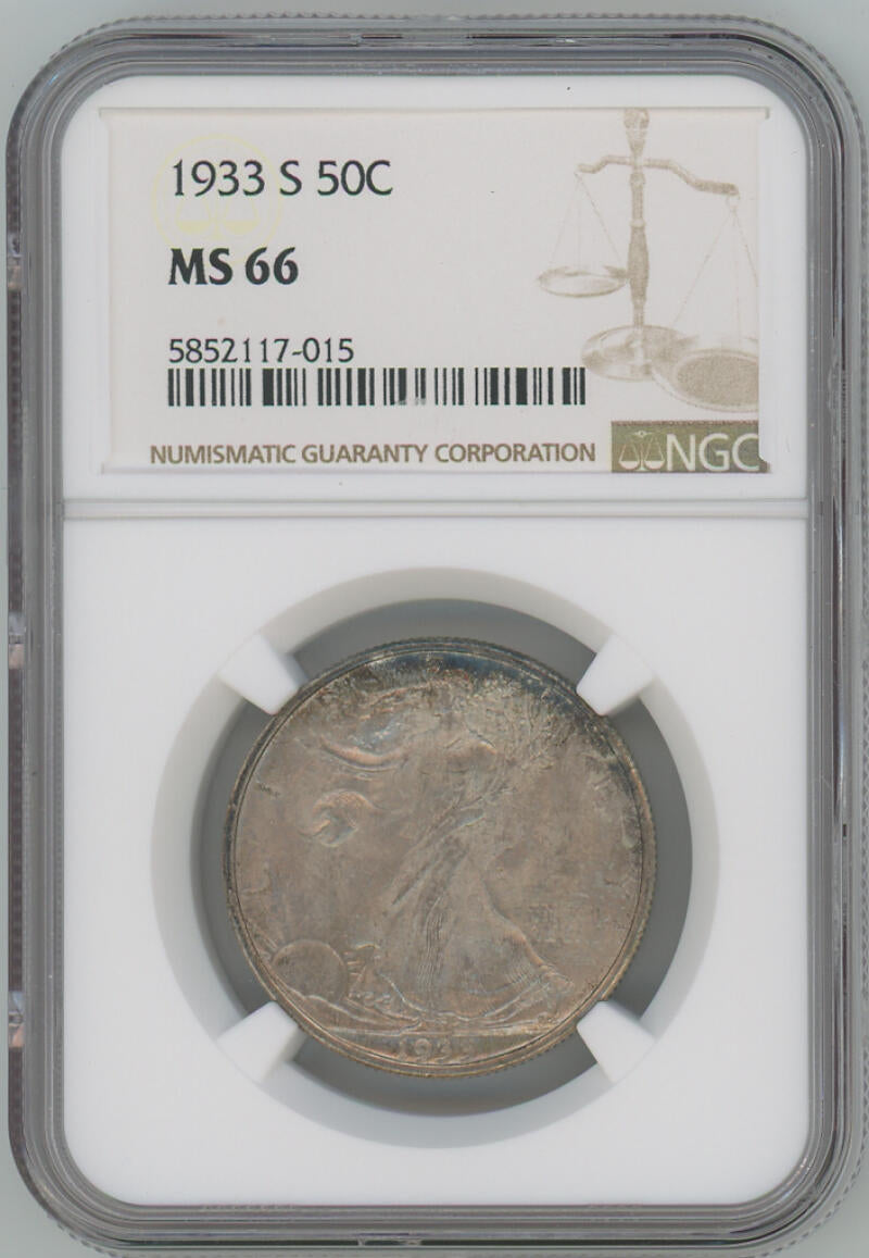 1933 S Walking Liberty Half Dollar, NGC MS66 Image 1