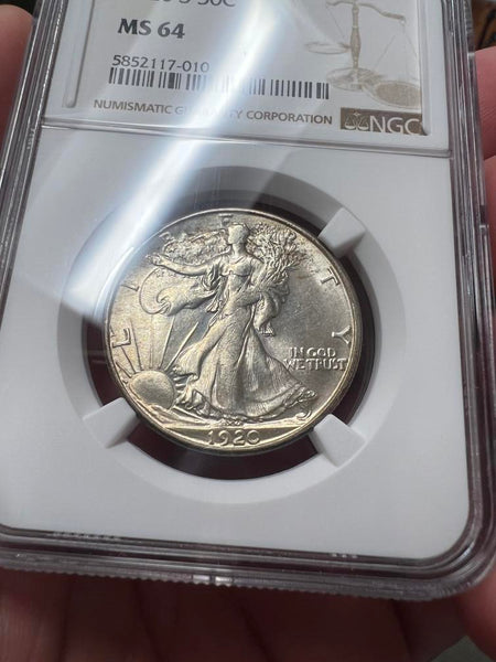 1920 S Walking Liberty Half Dollar, NGC MS64 Image 3