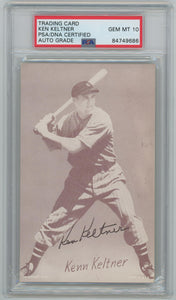 Ken Keltner Signed Trading Card. Auto PSA  Image 1