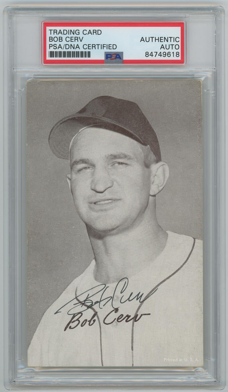 1947-1966 Bob Cerv Signed Exhibit Trading Card. Auto PSA  Image 1