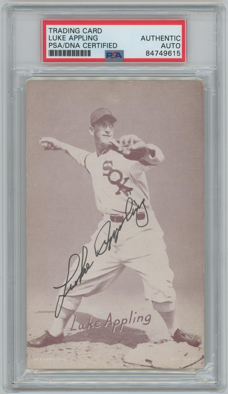 1947-1966 Luke Appling Signed Exhibit Trading Card. Auto PSA  Image 1