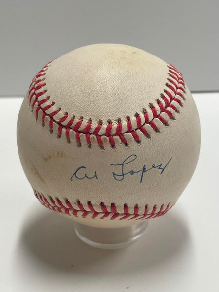 Al Lopez Single Signed 1980s AL Baseball. Auto JSA  Image 1