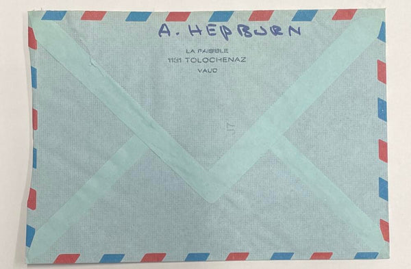 1990 Audrey Hepburn Autograph+Handwriting Envelope from La Paisible Switzerland. PSA Image 2