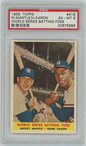 1958 Topps Mantle/Aaron World Series Batting Foes #418. PSA 6 Image 1