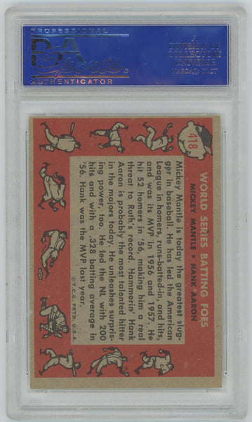 1958 Topps Mantle/Aaron World Series Batting Foes #418. PSA 6 Image 2