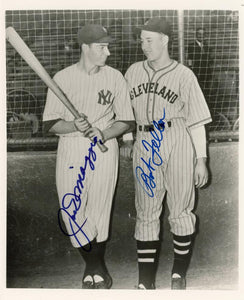 Joe DiMaggio and Bob Feller Dual-Signed 8x10 Photo. Auto JSA Image 1