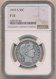 1915 S Barber Half Dollar. NGC F12 Image 1