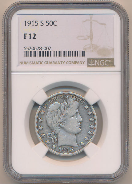 1915 S Barber Half Dollar. NGC F12 Image 1