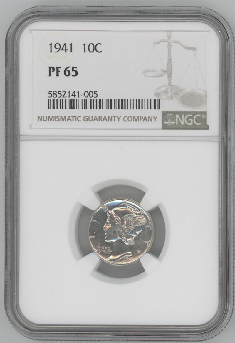 1941 Proof Silver Mercury Dime, NGC PF65 Image 1