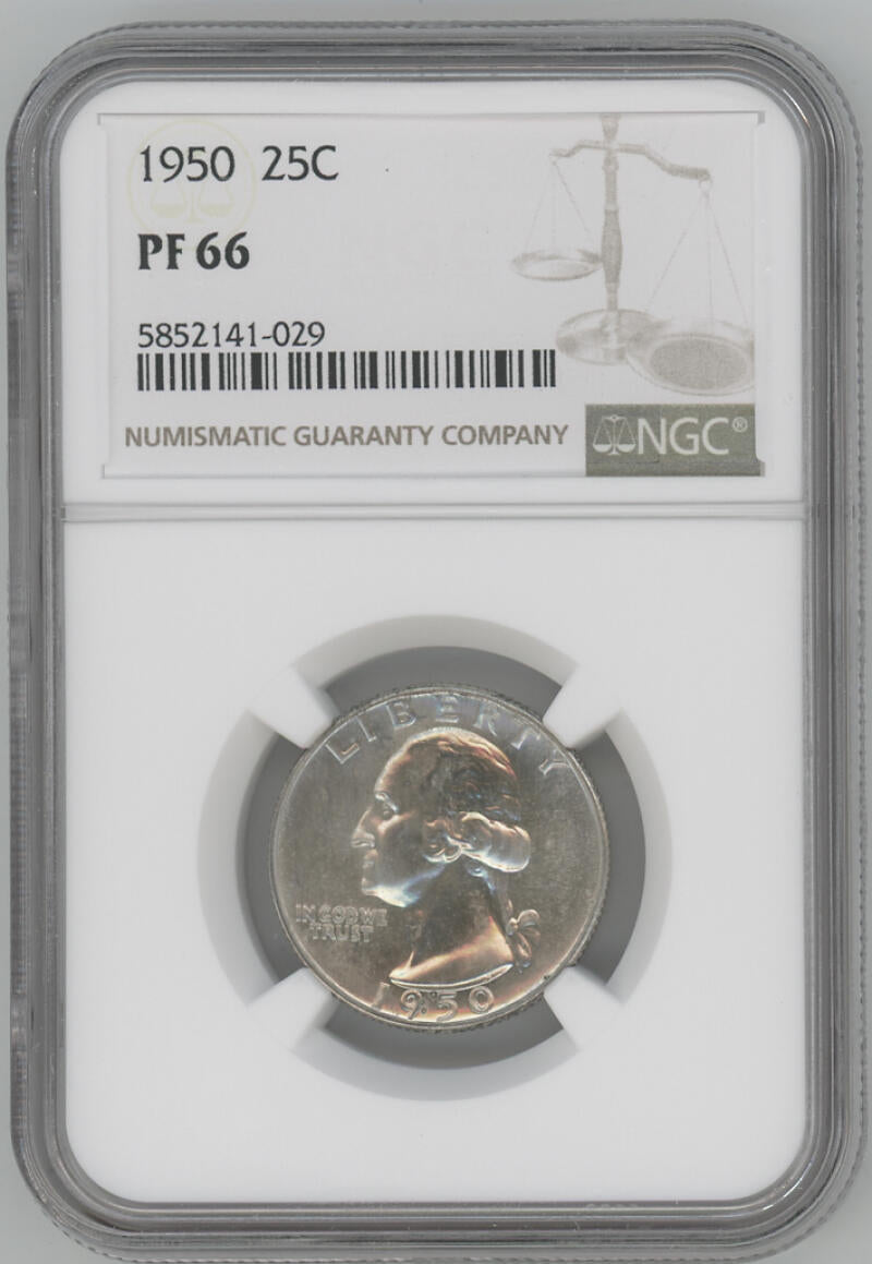 1950 Proof Washington Quarter. NGC PF66 Image 1