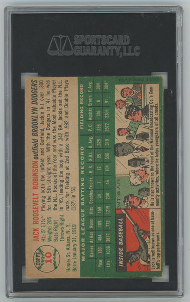 1954 Topps Jackie Robinson #10. SGC 5 Image 2