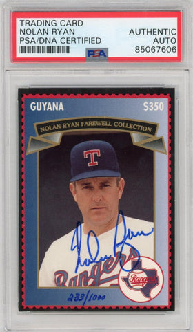 1994 Farewell Collection Guyana Stamp Signed Nolan Ryan. PSA/DNA Image 1