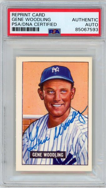 1957 Bowman Reprint Signed Gene Woodling. PSA Image 1