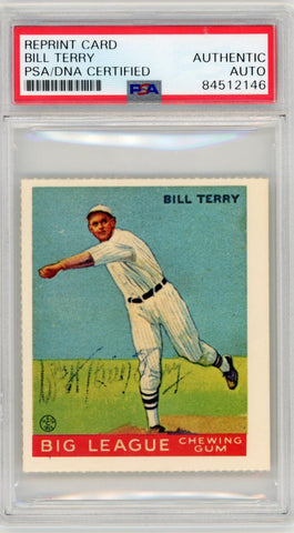 Bill Terry Signed NY Giants Reprint #20. Auto PSA Image 1